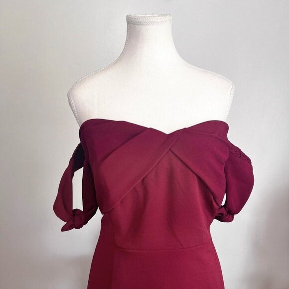 WATTERS & WATTERS BURGUNDY CREPE REMOVABLE SLEEVE FORMAL EVENING DRESS - 22W - Picture 4 of 16